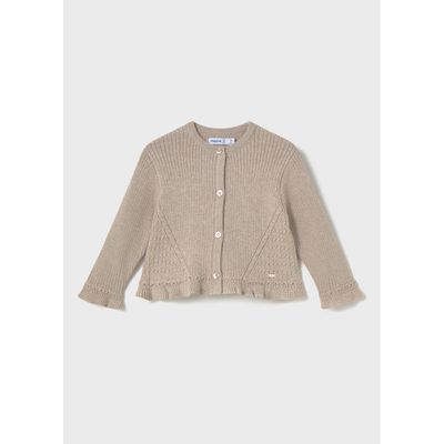 TAN KNIT CARDIGAN FLOUNCE EDGING / 2358-033