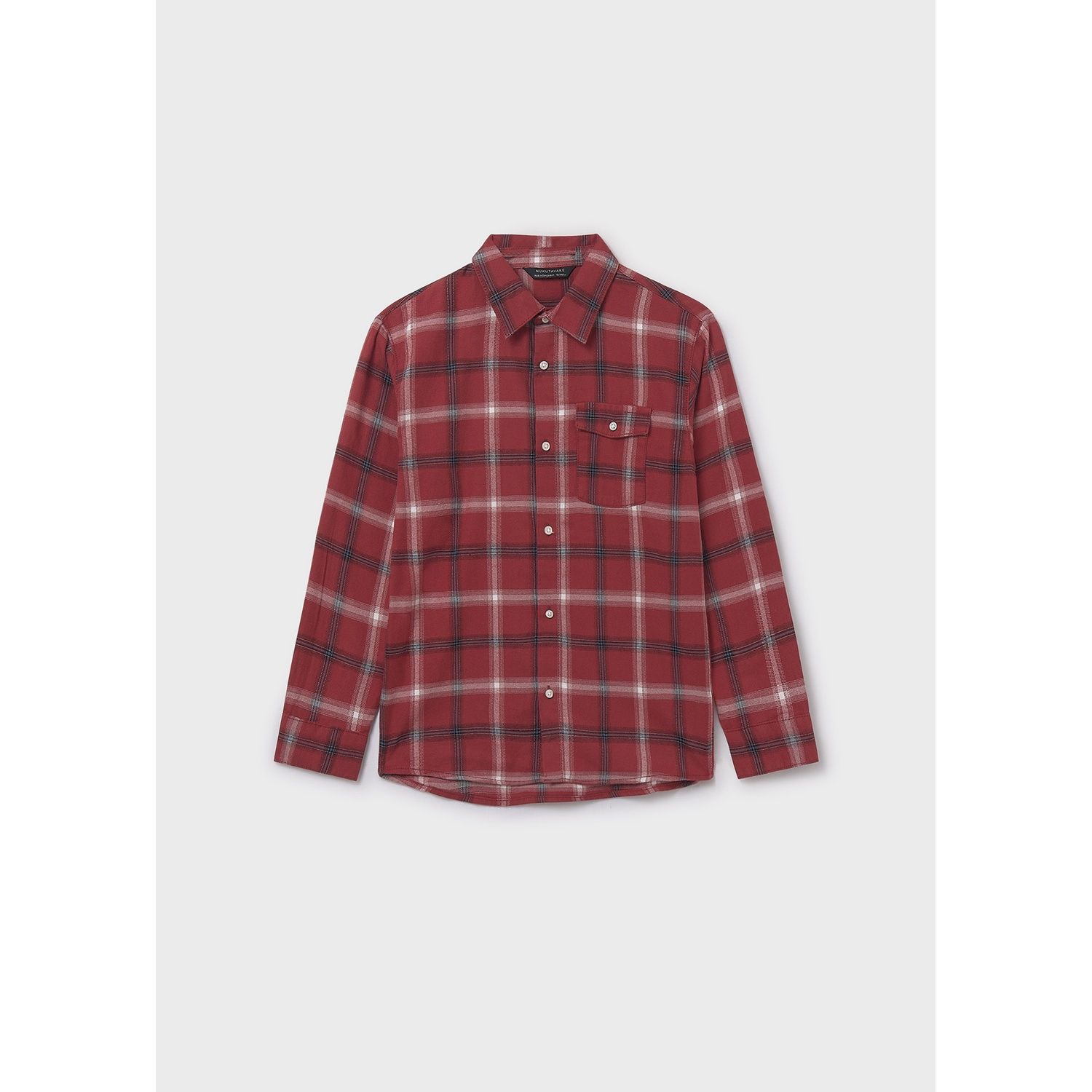 RED PLAID SHIRT LONG SEEVE WITH POCKET / 7108-054