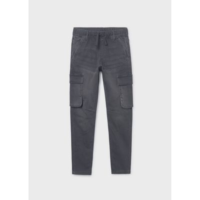 BLACK DENIM CARGO JOGGER PANT / 7560-028
