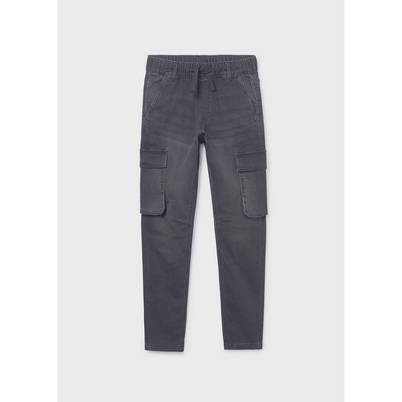 BLACK DENIM CARGO JOGGER PANT / 7560-028