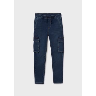 DARK BLUE DENIM CARGO JOGGER PANT / 7560-027