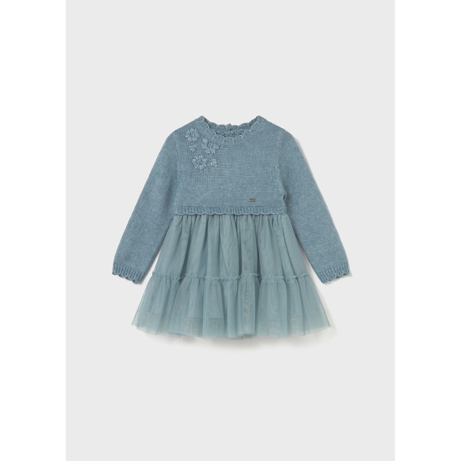 AQUA BLUE DRESS KNIT & TULLE / 2905-031