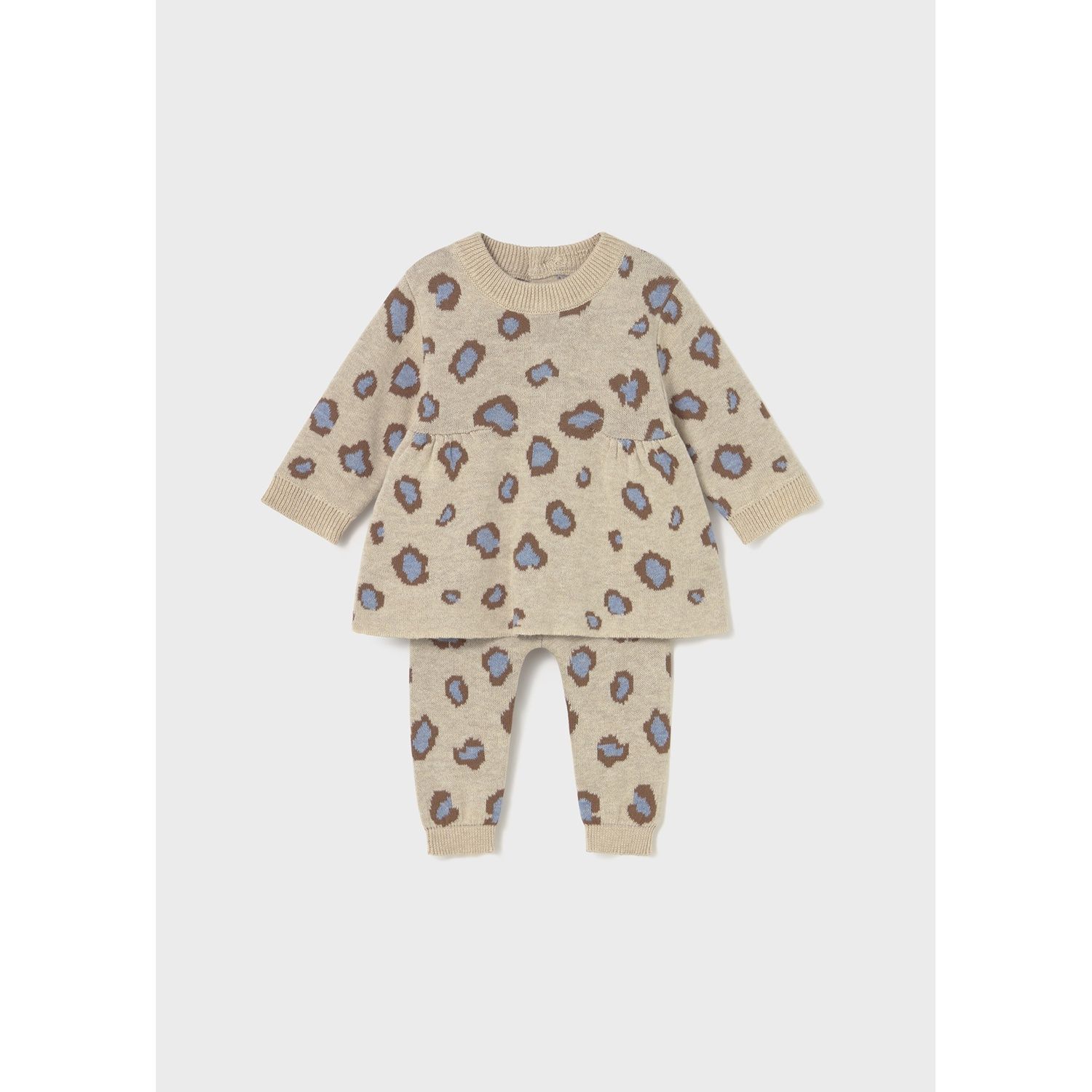 2PC TAN KNIT PANT SET PAW PRINT / 2732-090