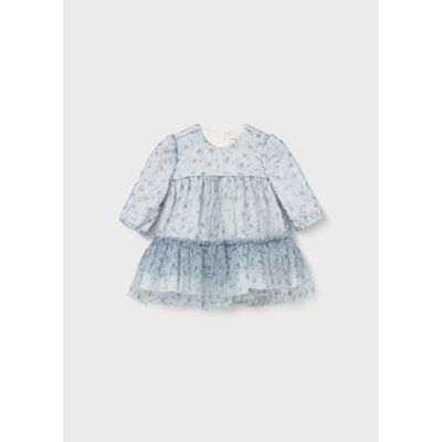 BLUE PRINTED TULLE DRESS / 2817-040