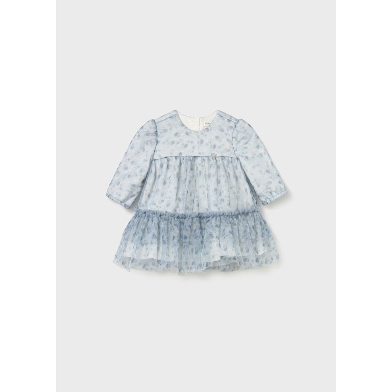 BLUE PRINTED TULLE DRESS / 2817-040