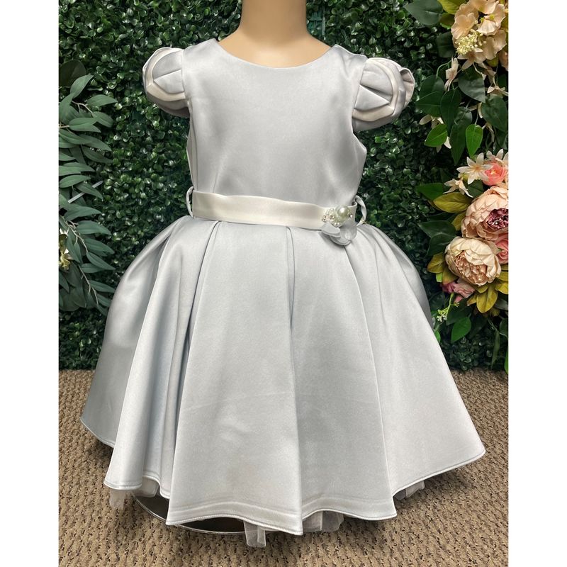 2PC BLUE SATIN DRESS & HAIRCLIP PLEATED / 3204 2PC BLUE SATIN DRESS & HAIRCLIP PLEATED / 3204
