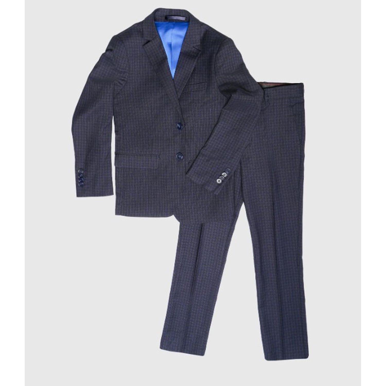 2PC NAVY CHECK SUIT SLIM FIT CLOUD CLOTH / ST2774