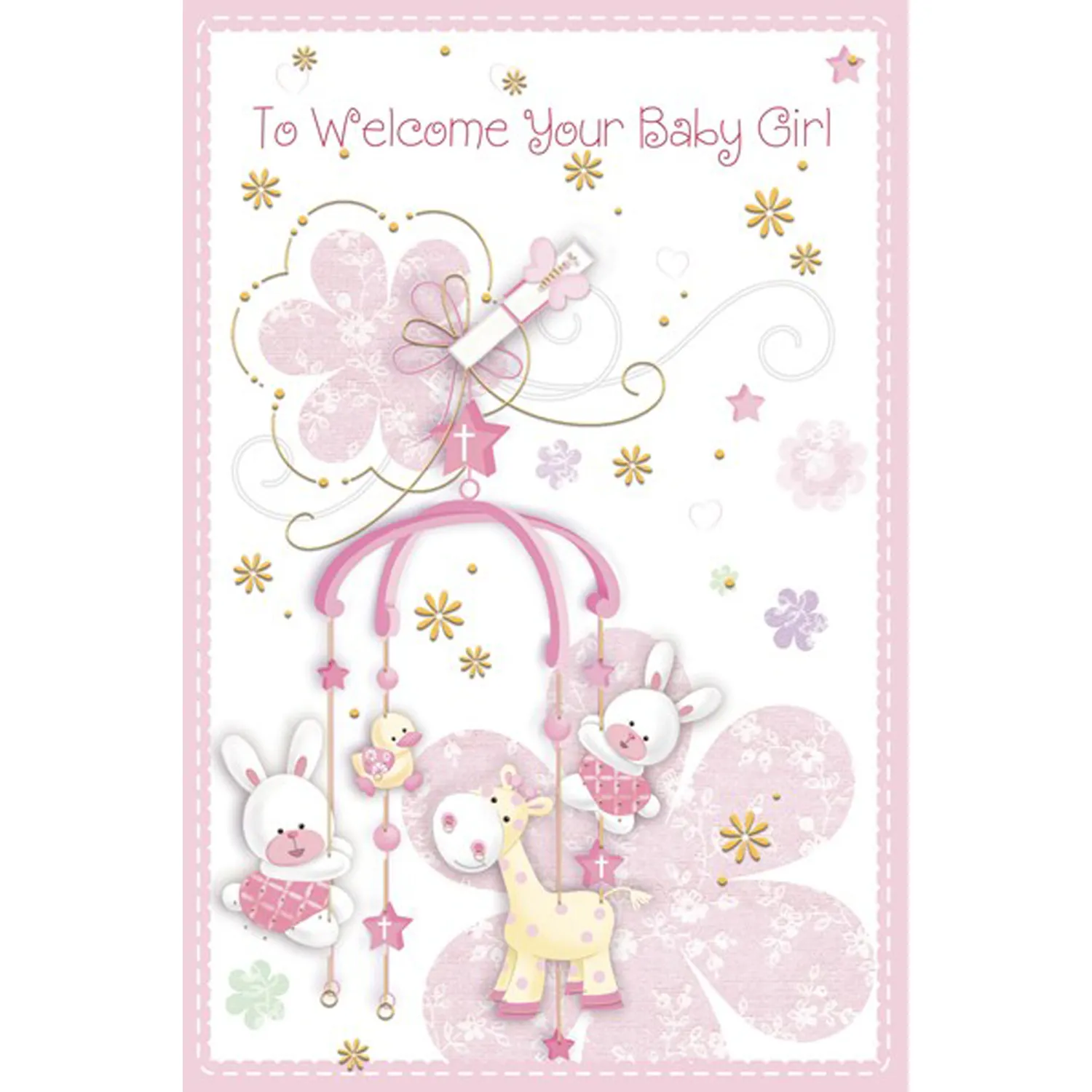 PINK CARD WELCOME BABY GIRL / 88628