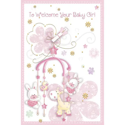 PINK CARD WELCOME BABY GIRL / 88628