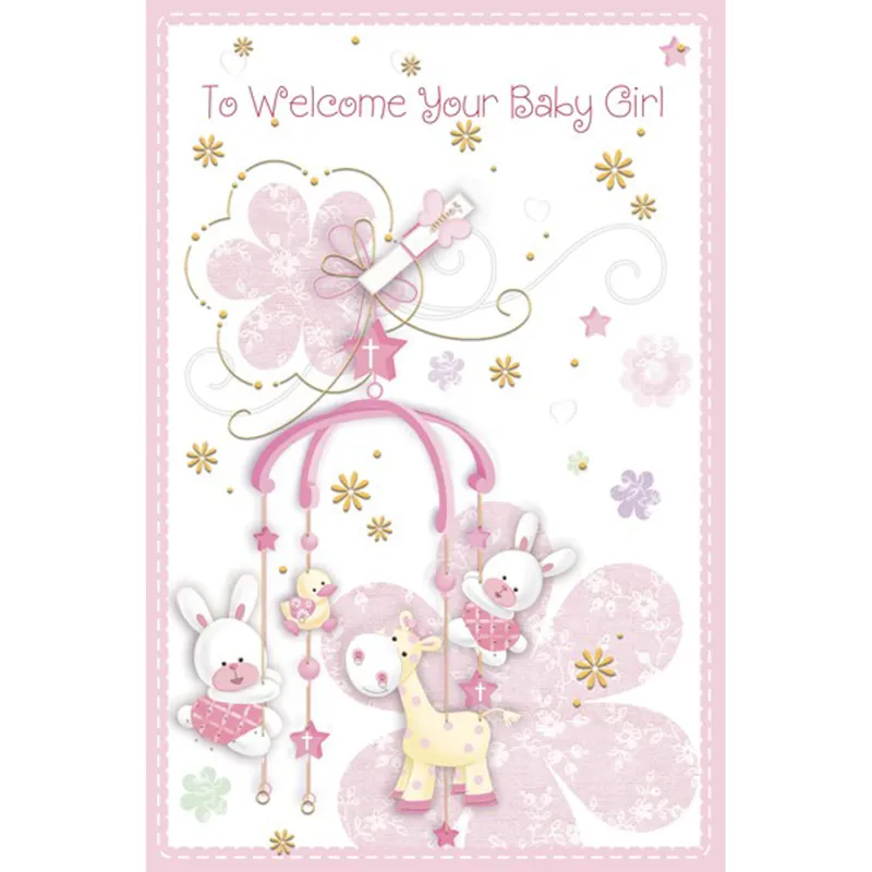 PINK CARD WELCOME BABY GIRL / 88628