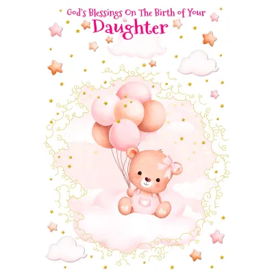 PINK CREETING CARD BLESSINGS BIRTH OF YOUR DAUGHTER / 88672
