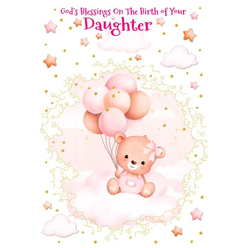 PINK CREETING CARD BLESSINGS BIRTH OF YOUR DAUGHTER / 88672