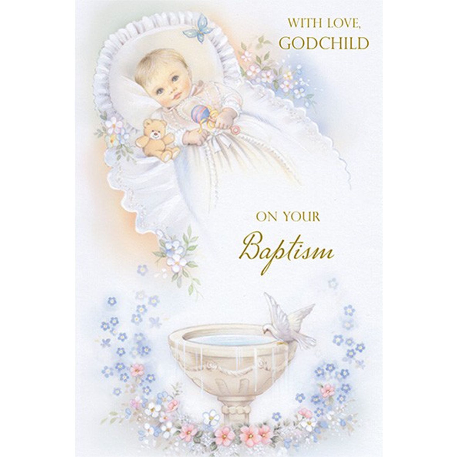 WHITE BAPTISM CARD WITH LOVE GODCHILD / 86914