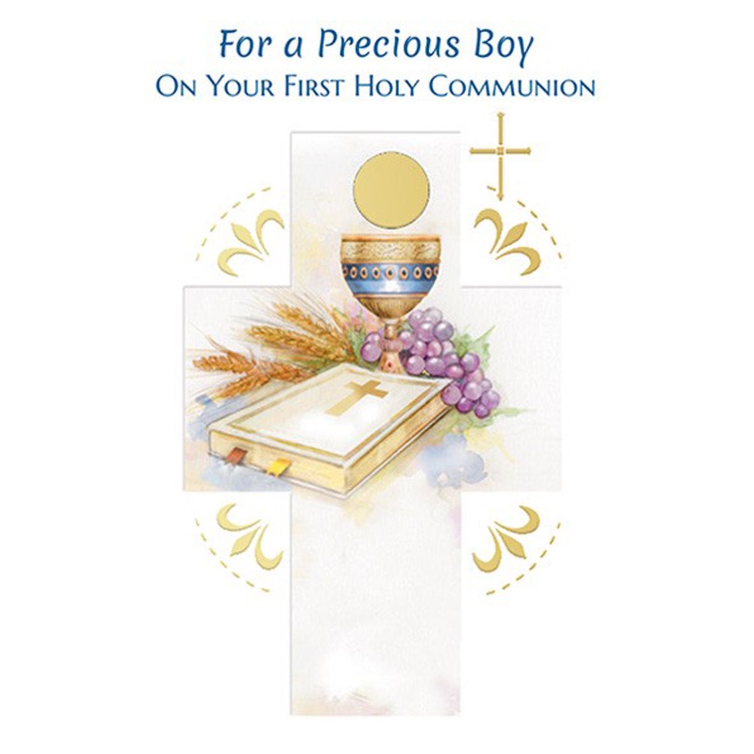 WHITE COMMUNION CARD PRECIOUS BOY FIRST / 86909
