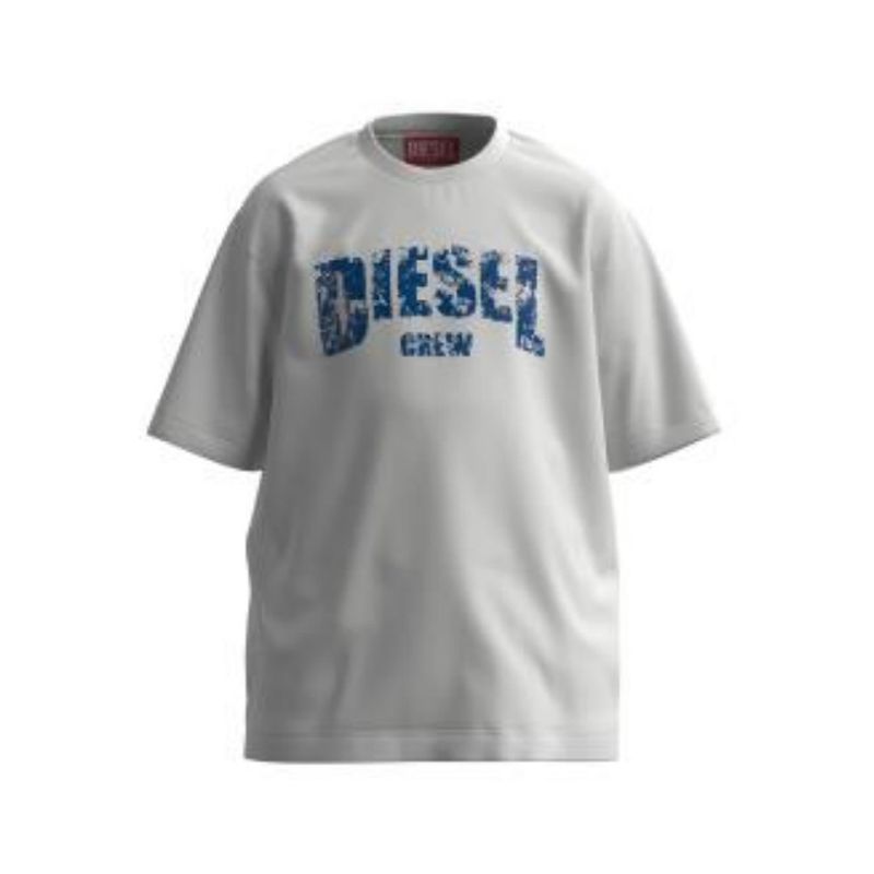 WHITE TSHIRT TRUIN DISTRESSED BLUE LOGO SHORT SLEEVE / J02868-K100