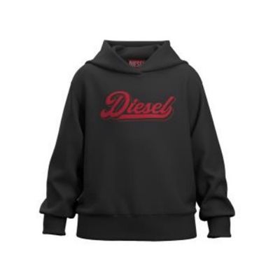 BLACK HOODED SWEATTOLP RED LOGO RIBBED CUFF & WSTBAND / J02872-K900