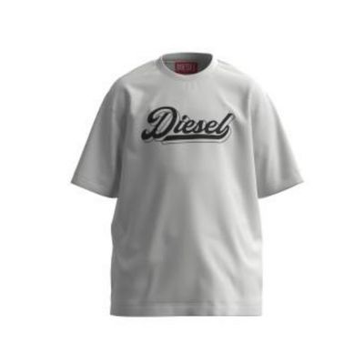 WHITE TSHIRT BLACK DIESEL LOGO SHORT SLEEVE / J02869-K100