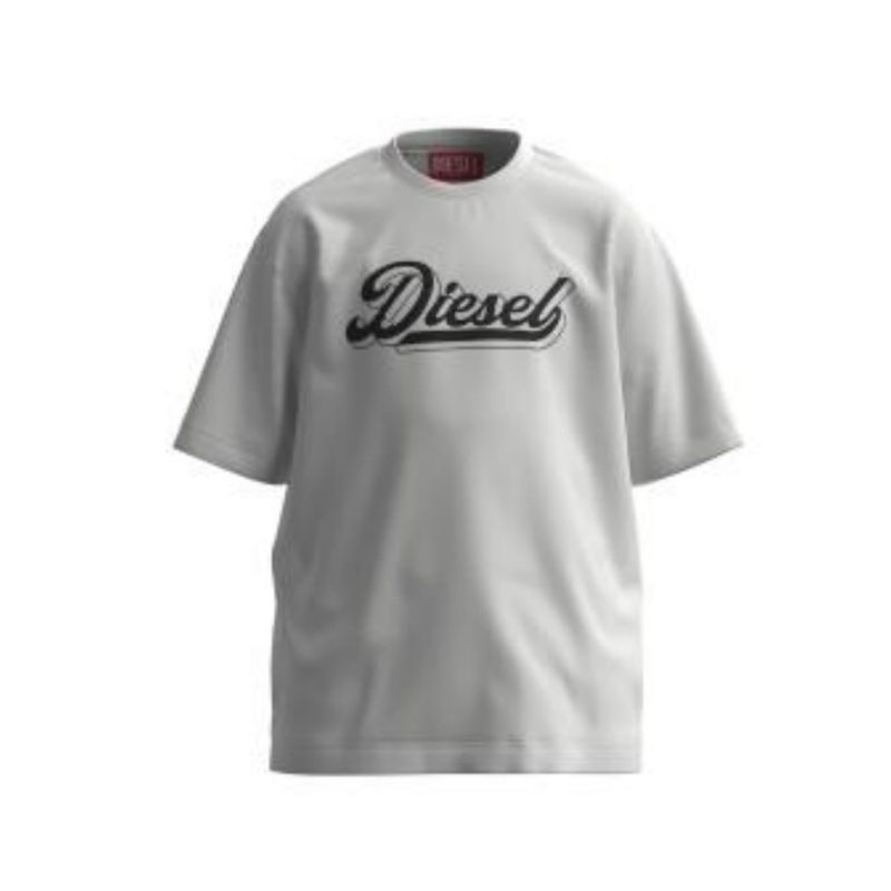 WHITE TSHIRT BLACK DIESEL LOGO SHORT SLEEVE / J02869-K100