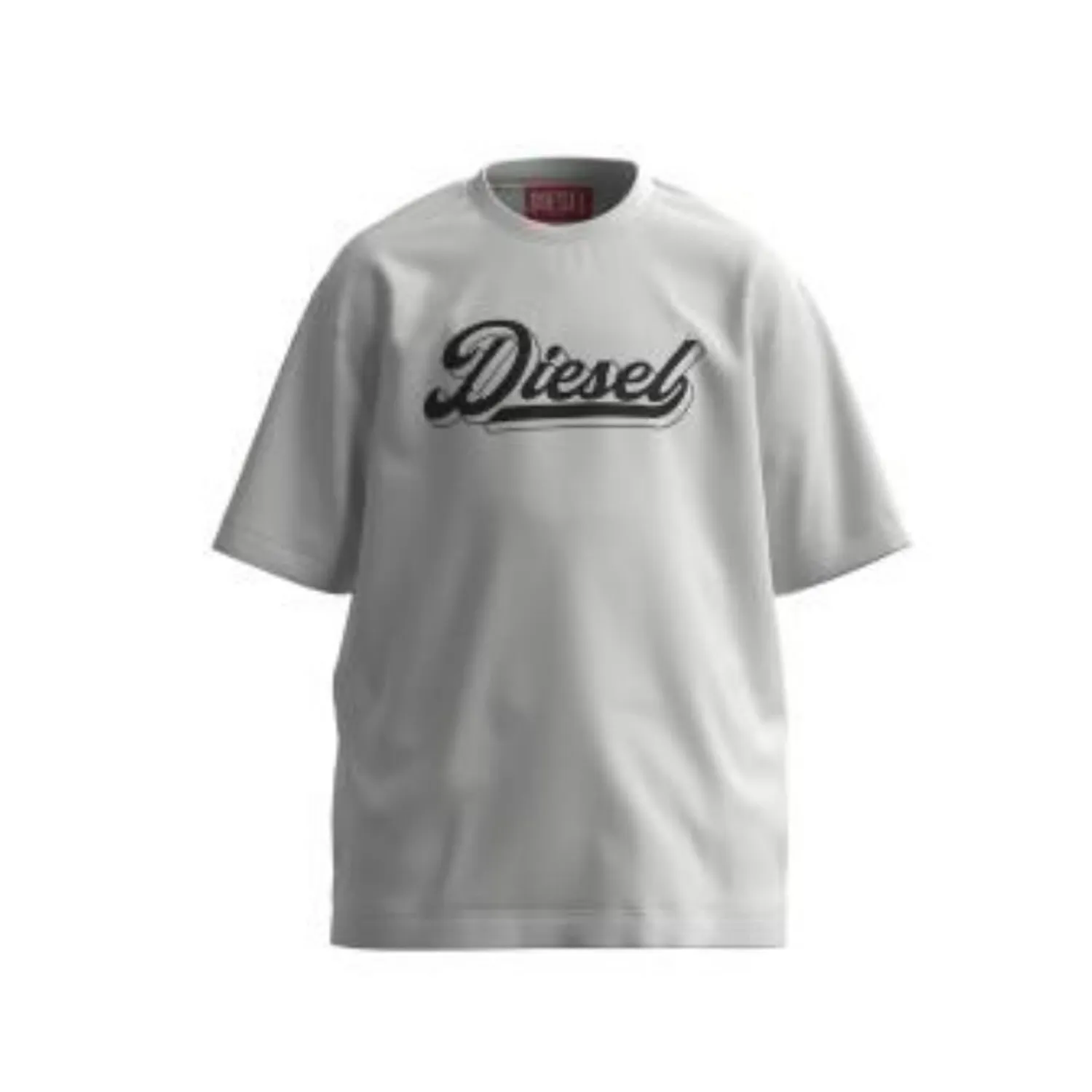 WHITE TSHIRT BLACK DIESEL LOGO SHORT SLEEVE / J02869-K100