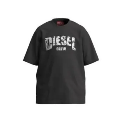 BLACK TSHIRT SHORT SLEEVE WHITE DISTRESSED LOGO / J02868-K900