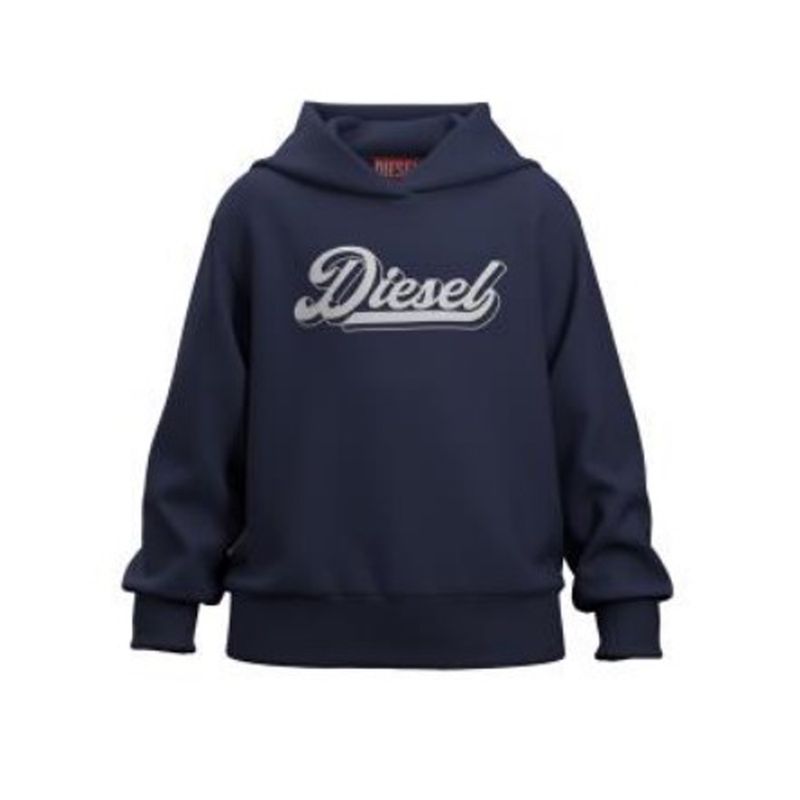 NAVY HOODED SWEATTOP WHITE DSL LOGO RIBBED CUFF & WSTBAND / J02872-K8AT