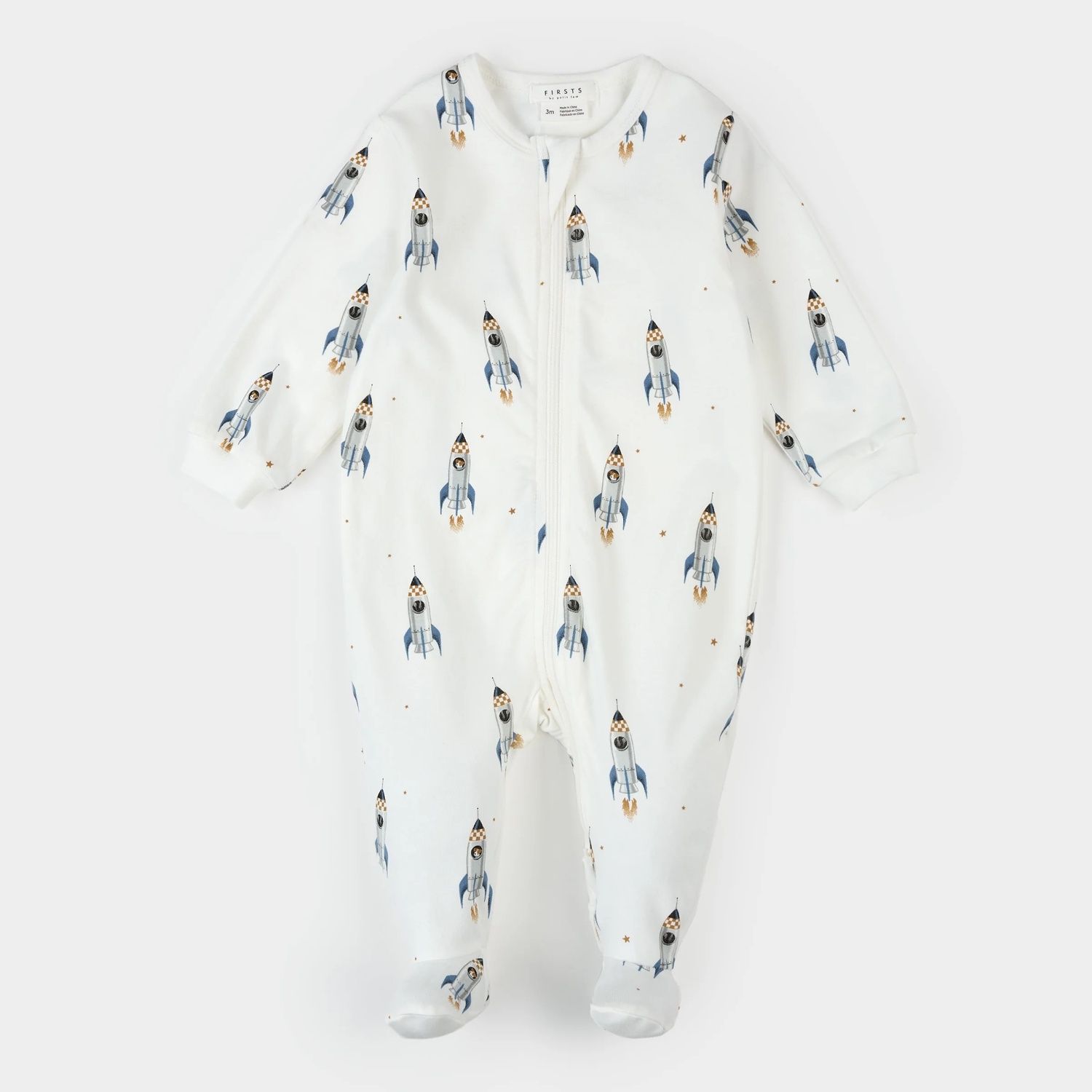 OFFWHITE FOOTED SLEEPER ROCKET PRINT 2 WAY CLOSURE / 26RGL45P01-OWH