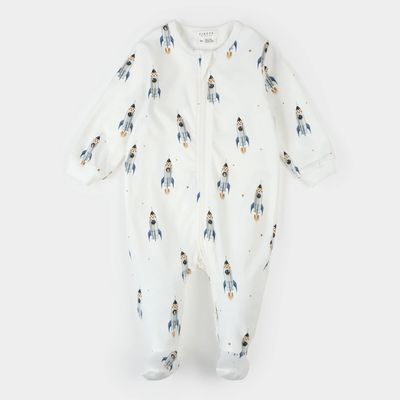 OFFWHITE FOOTED SLEEPER ROCKET PRINT 2 WAY CLOSURE / 26RGL45P01-OWH