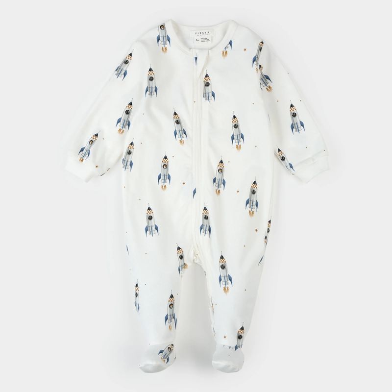OFFWHITE FOOTED SLEEPER ROCKET PRINT 2 WAY CLOSURE / 26RGL45P01-OWH
