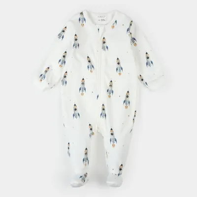 OFFWHITE FOOTED SLEEPER ROCKET PRINT 2 WAY CLOSURE / 26RGL45P01-OWH