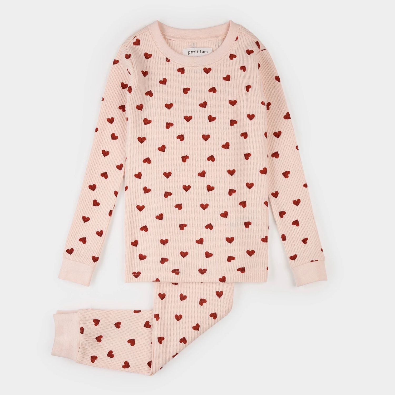 LIGHT PINK 2PC PYJAMA SET RED HEART PRINT KNIT WAFFLE EFFECT / 26SRS10Q0S LIGHT PINK 2PC PYJAMA SET RED HEART PRINT KNIT WAFFLE EFFECT / 26SRS10Q0S