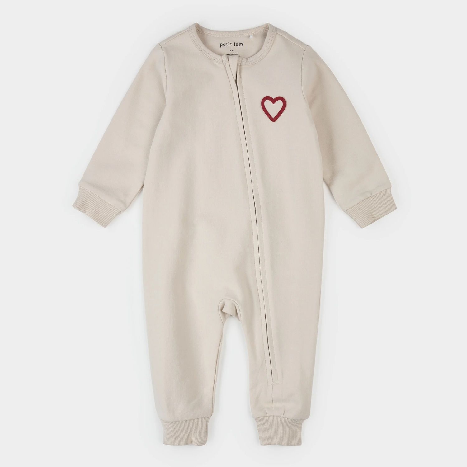 BEIGE PLAYSUT RED HEART & MON AMOUR PRINT / 26SRW11N01B