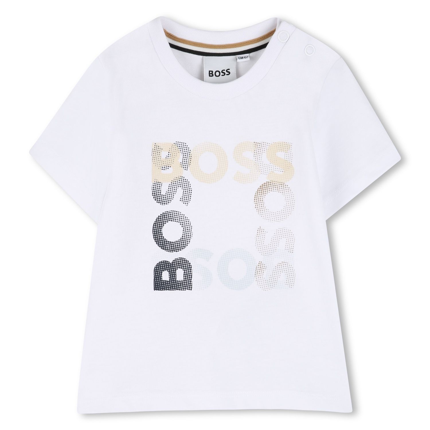 WHITE TSHIRT SHORT SLEEVE COOTON JERSEY BOSS LOGO / J52882-10P