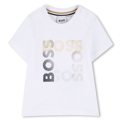 WHITE TSHIRT SHORT SLEEVE COOTON JERSEY BOSS LOGO / J52882-10P