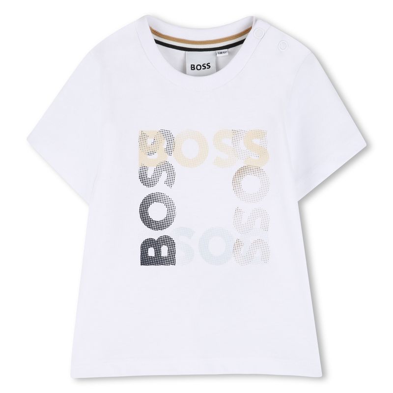 WHITE TSHIRT SHORT SLEEVE COOTON JERSEY BOSS LOGO / J52882-10P