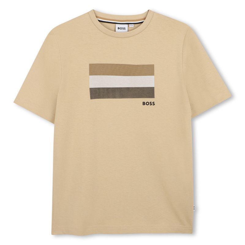 STONE LIGHT BROWN TSHIRT SHORT SLEEVE STRIPES AT CHEST / J52979-249