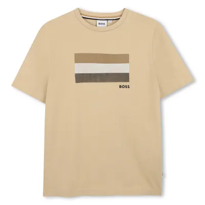 STONE LIGHT BROWN TSHIRT SHORT SLEEVE STRIPES AT CHEST / J52979-249