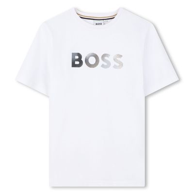 WHITE TSHIRT GRAPHIC BOSS LOGO SHORT SLEEVE / J52983-10P