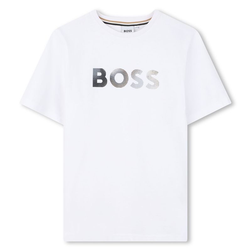 WHITE TSHIRT GRAPHIC BOSS LOGO SHORT SLEEVE / J52983-10P