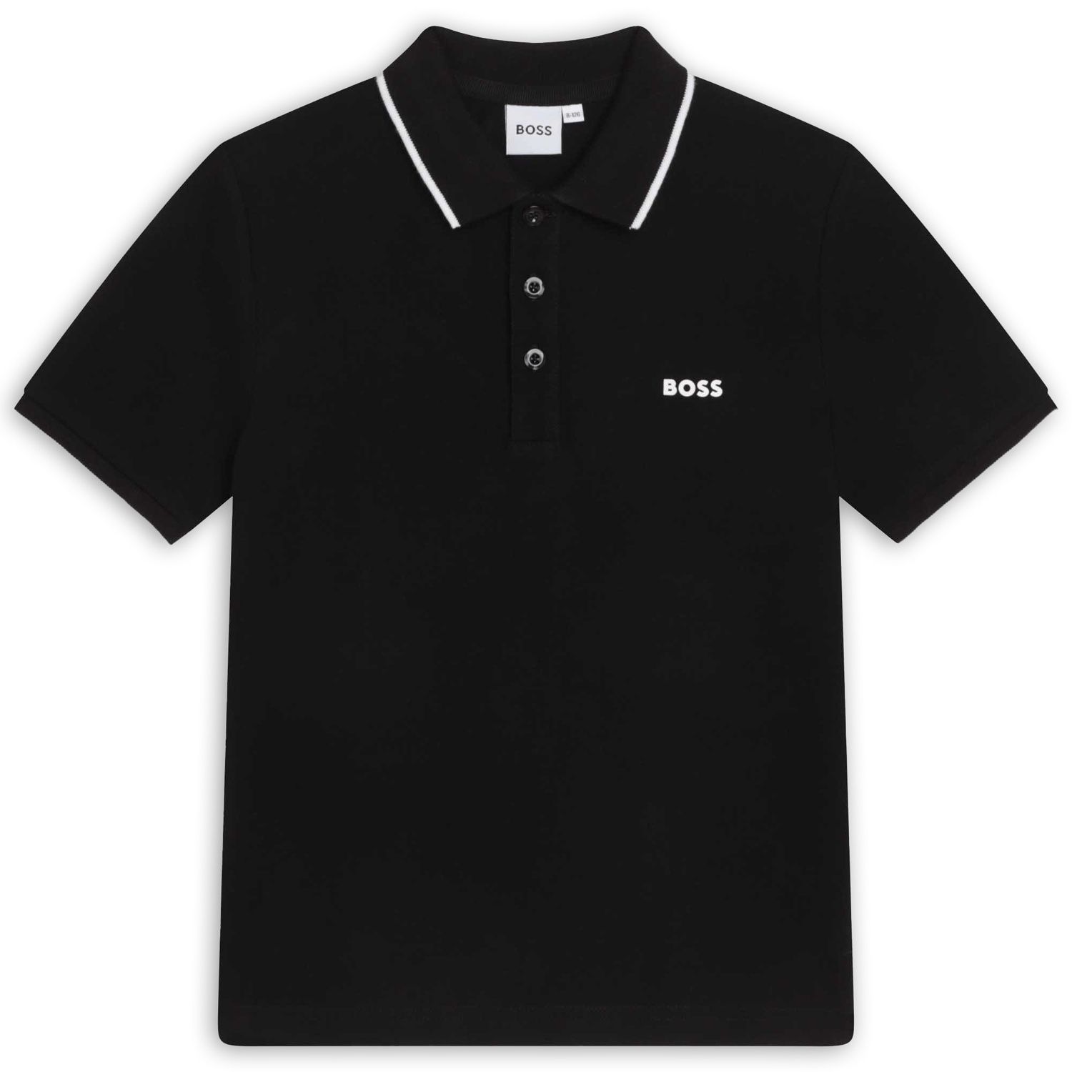 BLACK POLO TSHIRT SHORT SLEEVE WHITE TRIM / J25P26-09B