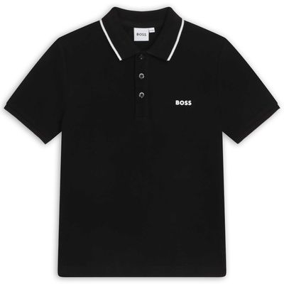 BLACK POLO TSHIRT SHORT SLEEVE WHITE TRIM / J25P26-09B