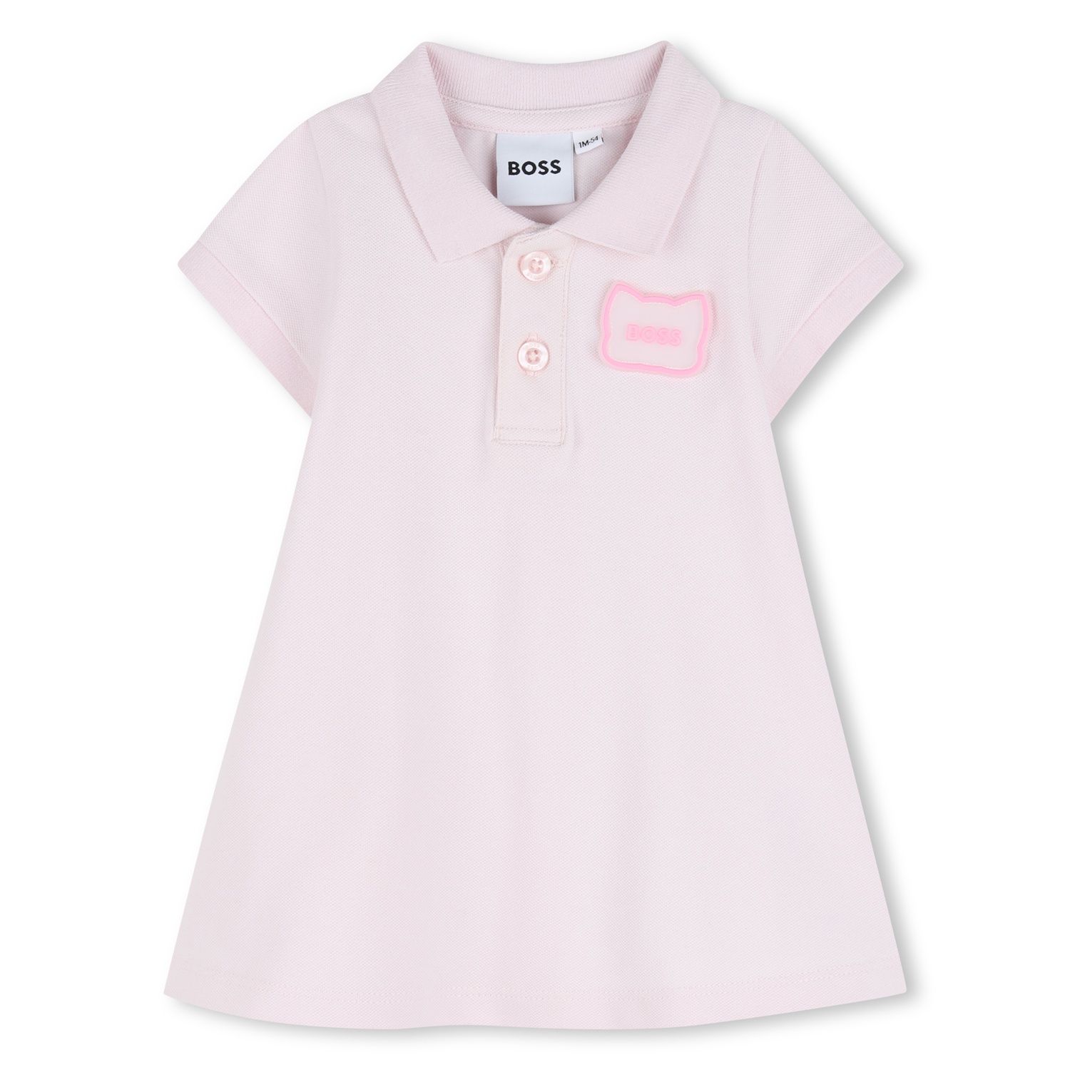 PINK POLO COTTON PIQUE DRESS SHORT SLEEVE RUBBER BADGE APPLIQUE / J53084-46L