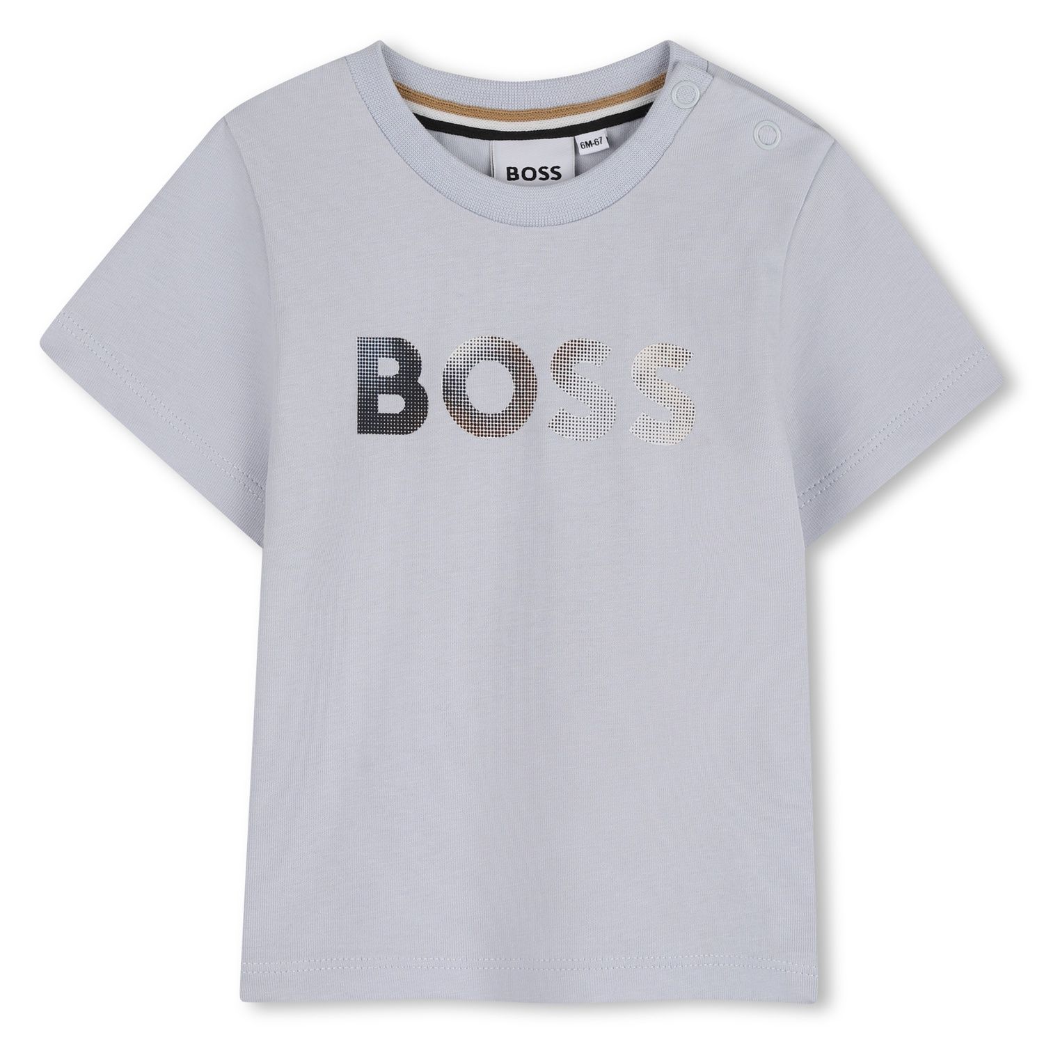 PALE BLUE TSHIRT COTTON JERSEY BOSS LOGO SHORT SLEEVE / J52887-78K