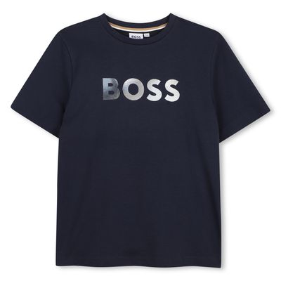 NAVY TSHIRT GRAPHIC BOSS LOGO ON CHEST SHORT SLEEVE / J52983-849