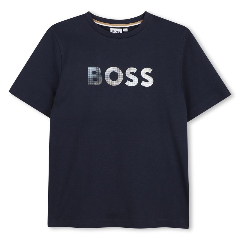 NAVY TSHIRT GRAPHIC BOSS LOGO ON CHEST SHORT SLEEVE / J52983-849