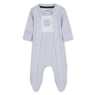 PALE BLUE & WHITE FOOTIE BB LOGO / J53046-771