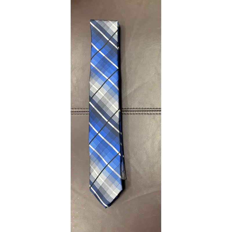 NAVY PLAID TIE WHT & DARK BLUE / TIEATTEZ0084 NAVY PLAID TIE WHT & DARK BLUE / TIEATTEZ0084