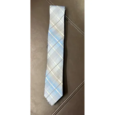 LIGHT BLUE PLAID TIE SILVERY SHIMMER / TIEATTEZ0086