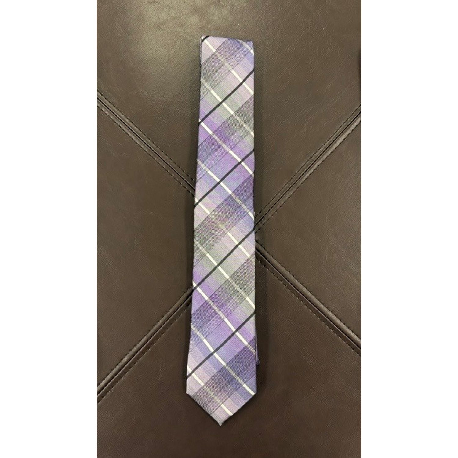 PURPLE PLAID TIE WHT & BLK / TIEATTEZ0085