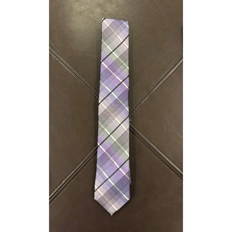 PURPLE PLAID TIE WHT & BLK / TIEATTEZ0085 PURPLE PLAID TIE WHT & BLK / TIEATTEZ0085