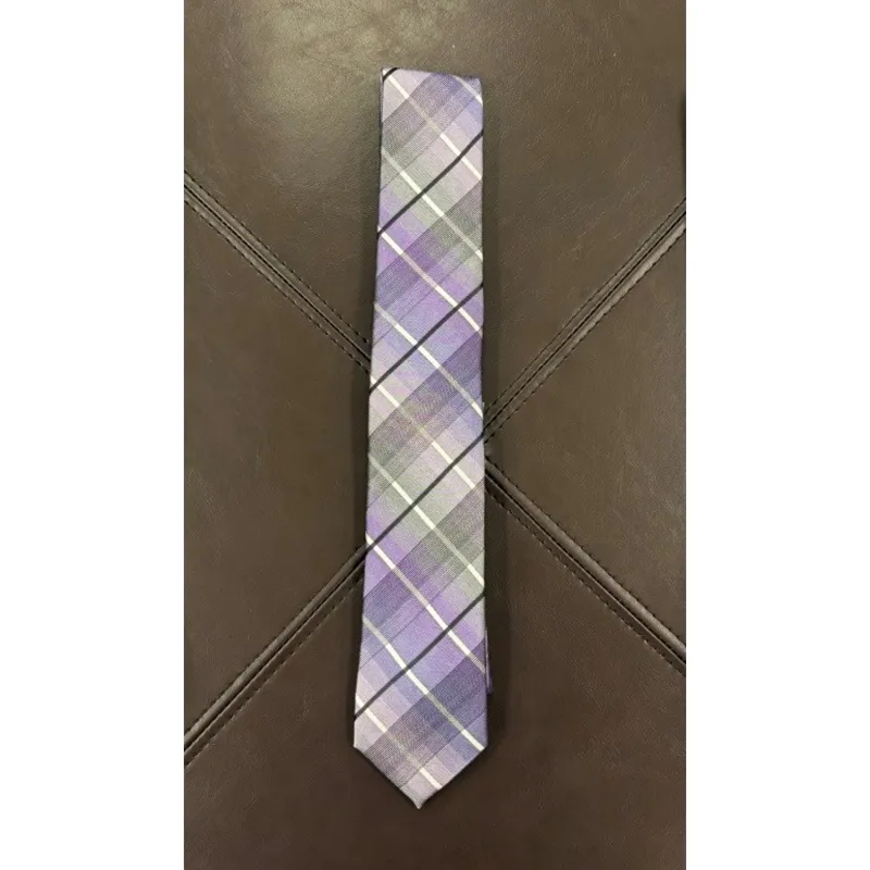 PURPLE PLAID TIE WHT & BLK / TIEATTEZ0085